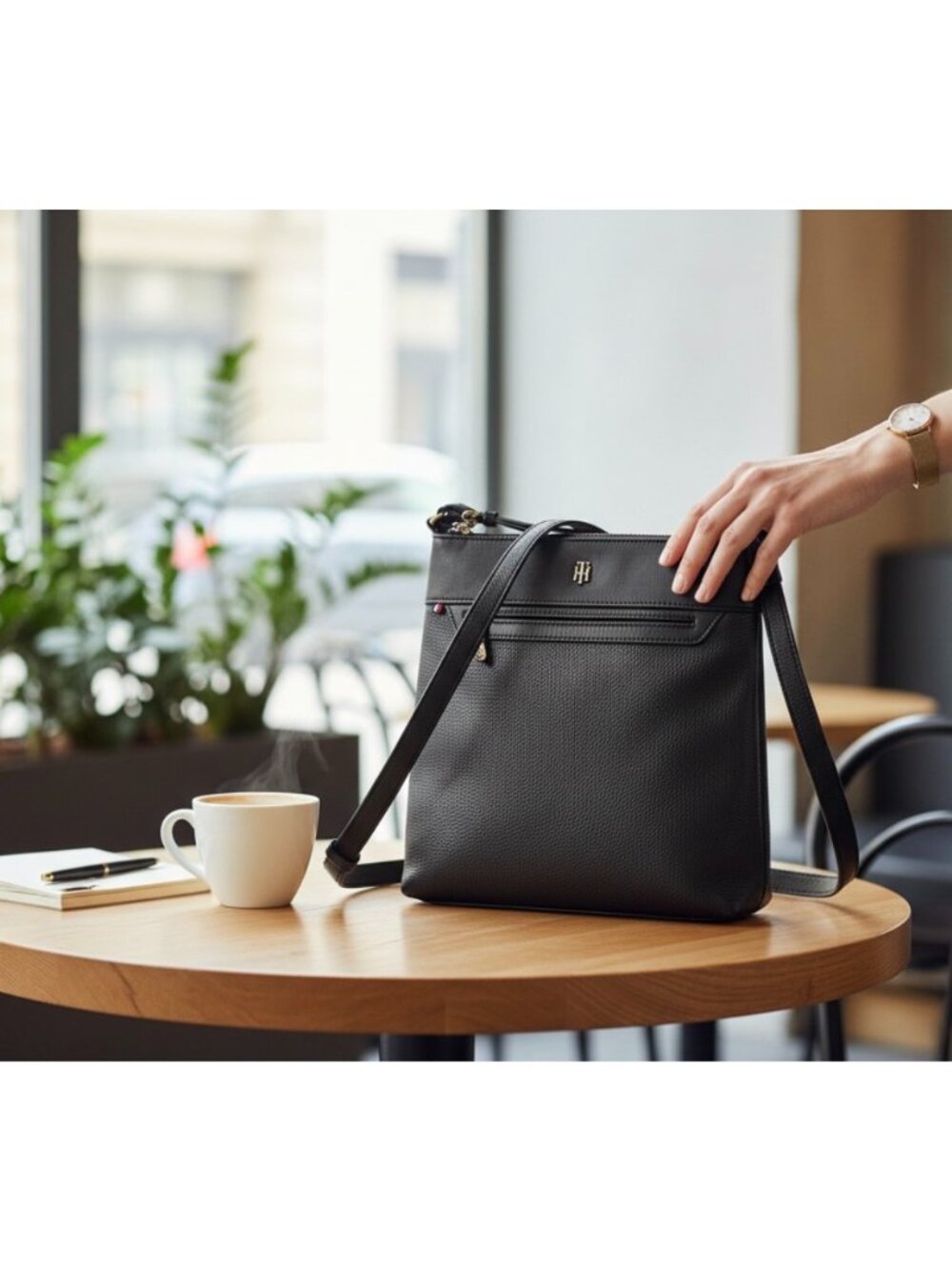 Tommy Hilfiger Black Crossbody Bag With Adjustable Strap gold logo - Picture 2 of 16